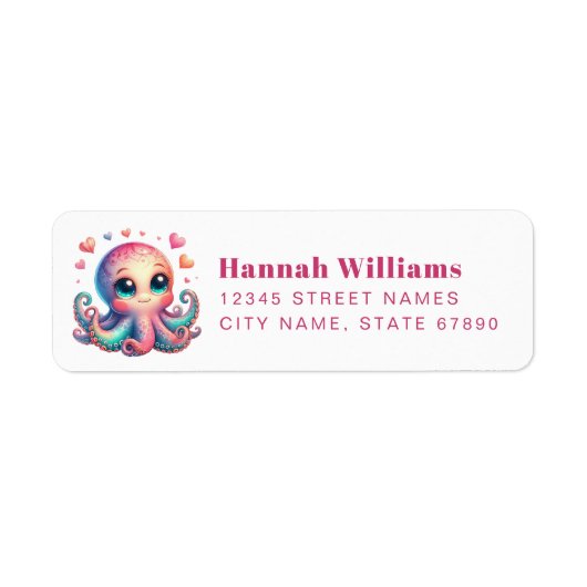 Pretty Octopus Return Address Labels (Voorkant)