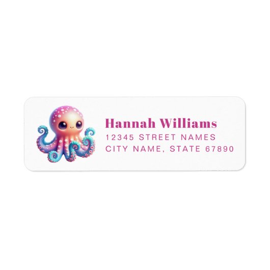 Pretty Octopus Return Address Labels (Voorkant)