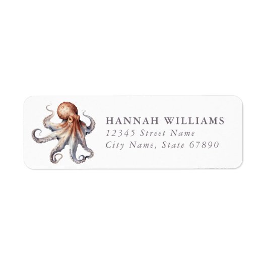 Pretty Octopus Return Address Labels (Voorkant)