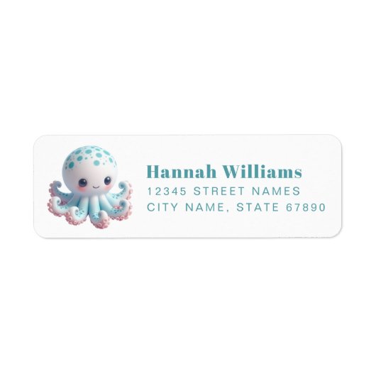 Pretty Octopus Return Address Labels (Voorkant)