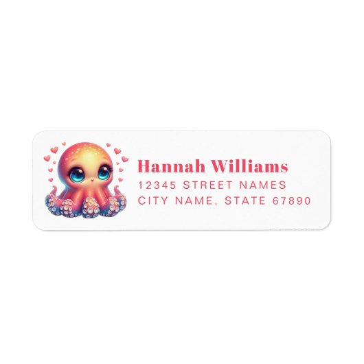 Pretty Octopus Return Address Labels (Voorkant)