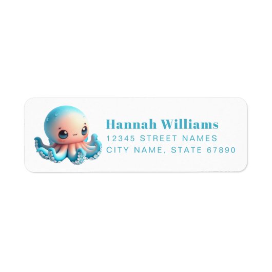 Pretty Octopus Return Address Labels (Voorkant)