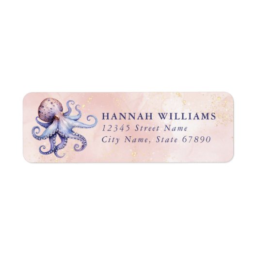Pretty Octopus Return Address Labels (Voorkant)