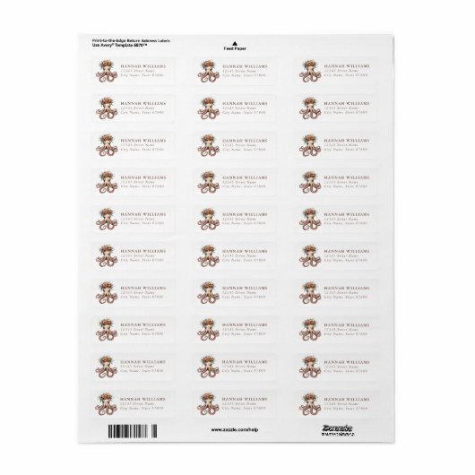 Pretty Octopus Return Address Labels (Full Sheet)