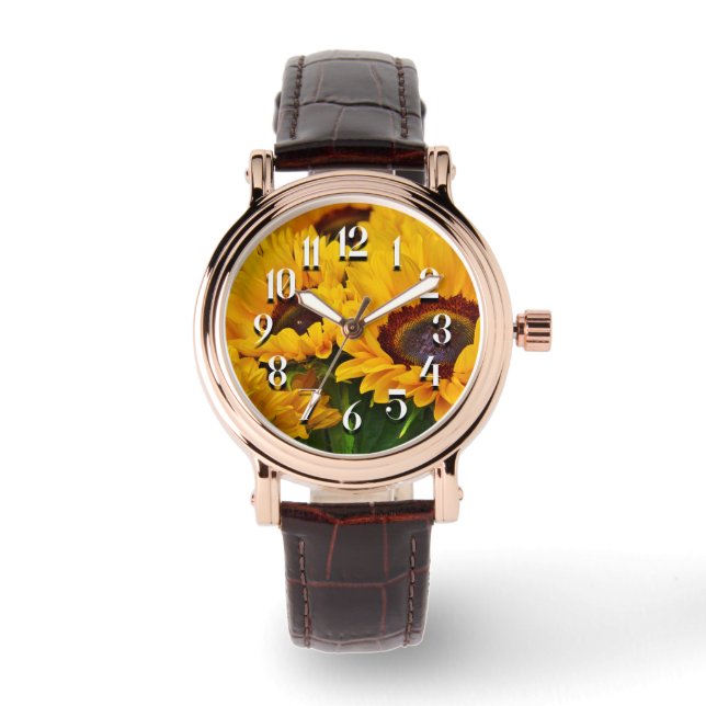 Pretty Orange and Yellow Sunflower Horloge (Voorkant)