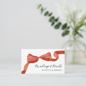 Pretty Orange Bow Beauty QR Code Visitekaartje (Staand voorkant)