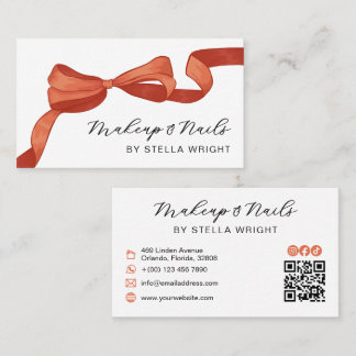 Pretty Orange Bow Beauty QR Code Visitekaartje