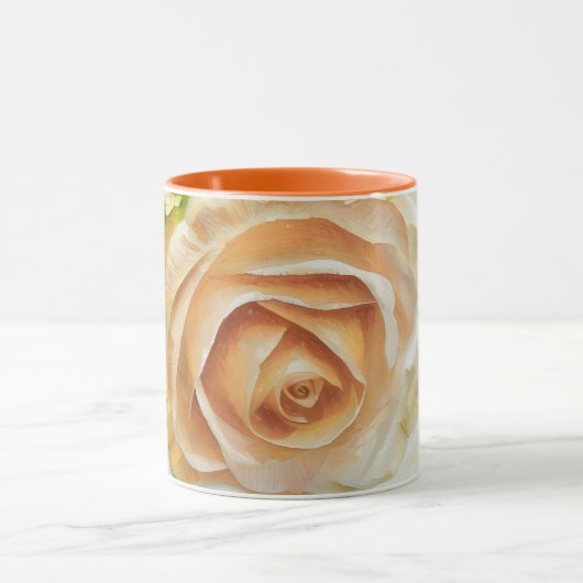Pretty Orange Cream Rose Art Coffee Tea Mug Mok (Midden)