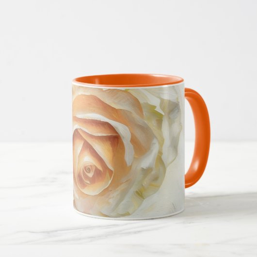 Pretty Orange Cream Rose Art Coffee Tea Mug Mok (Voorkant rechts)