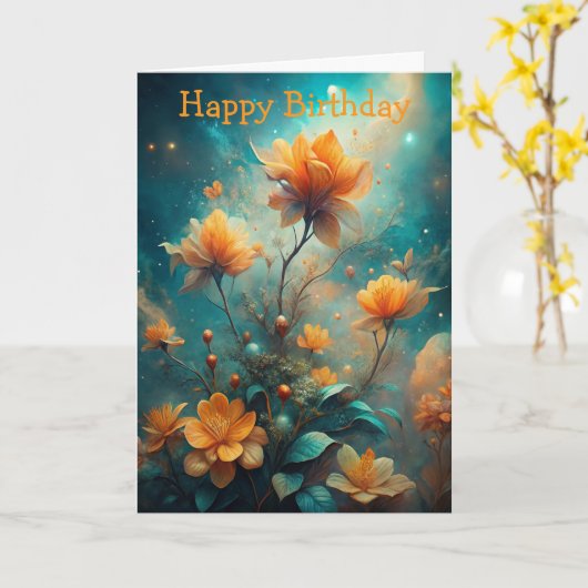 Pretty Orange Flowers Kaart (Gele Bloem)