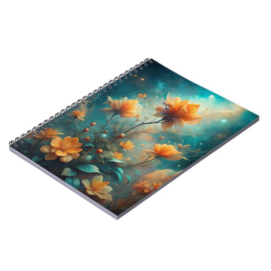 Pretty Orange Flowers Notitieboek (Linkerzijde)