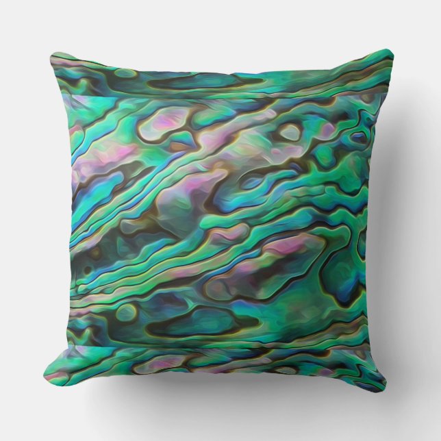 Pretty Painterly Paua Abalone Pillow Kussen (Voorkant)