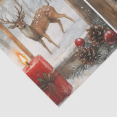 Pretty Pair of Deer in Window Panes in Winter Tissuepapier (Detail)