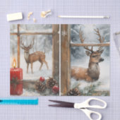 Pretty Pair of Deer in Window Panes in Winter Tissuepapier (Craft)