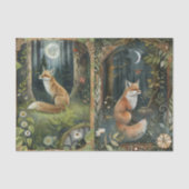Pretty Pair of Foxes in the Forest Moonlight Tissuepapier (Voorkant)