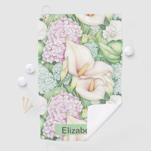 Pretty Pastel Calla Lily Personalized Golfhanddoek (Insitu)