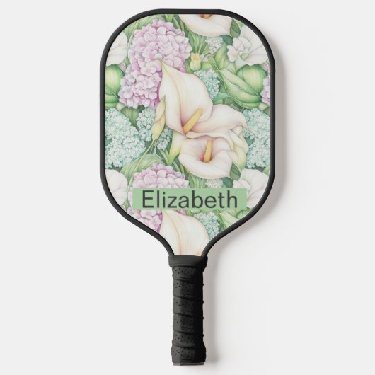 Pretty Pastel Calla Lily Personalized Pickleball Paddle (Voorkant)