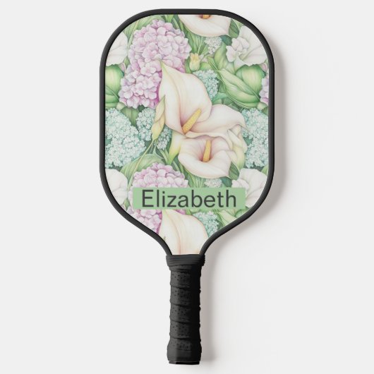 Pretty Pastel Calla Lily Personalized Pickleball Paddle (Achterkant)