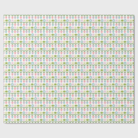 Pretty Pastel Flower Pots Pattern Cadeaupapier (Vlak)