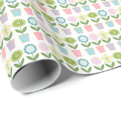 Pretty Pastel Flower Pots Pattern Cadeaupapier (Rol Hoek)