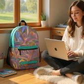 Pretty Pastel Holographic Rainbow Metallic  Bedrukte Rugzak