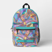 Pretty Pastel Holographic Rainbow Metallic  Bedrukte Rugzak (Voorkant)