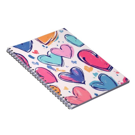 Pretty Pastel Love Hearts Valentines Notitieboek (Rechterzijde)