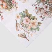 Pretty Pastel Pink Flowers, Birds, Nests and Eggs Tissuepapier (Detail)