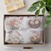 Pretty Pastel Pink Flowers, Birds, Nests and Eggs Tissuepapier (Geschenk)