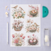 Pretty Pastel Pink Flowers, Birds, Nests and Eggs Tissuepapier (Craft)