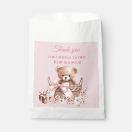 Pretty Pastel Pink Teddy Bear Baby Shower  Bedankzakje