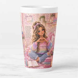 Pretty Pastel Roze Regenboog Christelijke Meisjes  Latte Mok