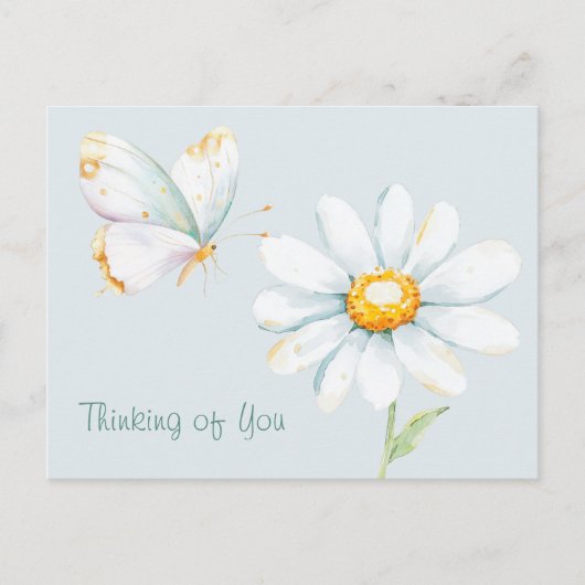 Pretty Pastel Watercolor Butterfly and Daisy Briefkaart (Voorkant)
