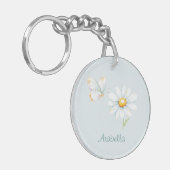 Pretty Pastel Watercolor Butterfly and Daisy Sleutelhanger (Voorkant Links)