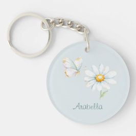Pretty Pastel Watercolor Butterfly and Daisy Sleutelhanger