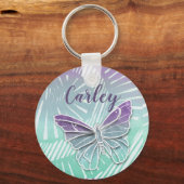 Pretty Pastel Watercolor Butterfly Personalised Sleutelhanger (Voorkant)