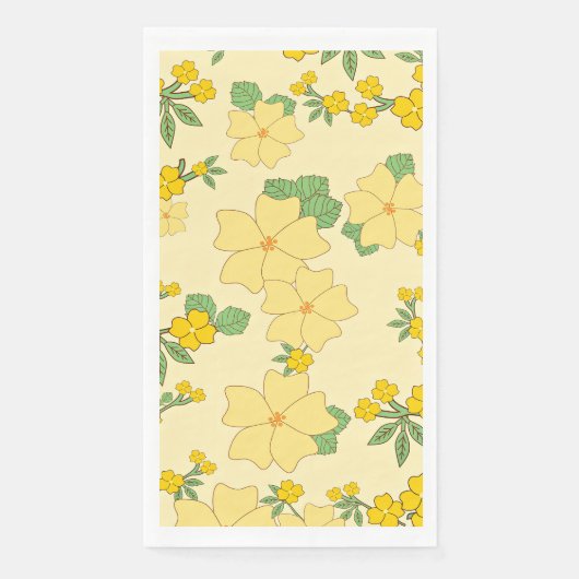 Pretty Pastel Yellow Floral Pattern, Servet (Voorkant)