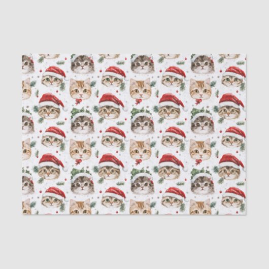Pretty Pattern Christmas Cat Face Illustrations Tissuepapier (Voorkant)
