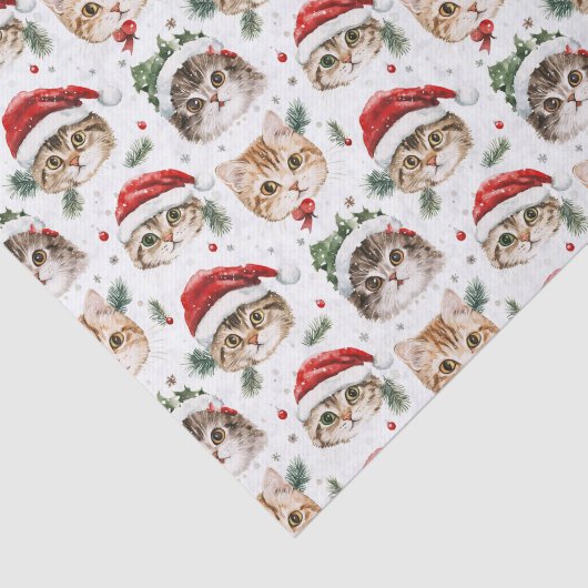  Pretty Pattern Christmas Cat Face Illustrations Tissuepapier (Detail)