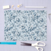 Pretty Pattern of Flowers in Shades of Blue Tissuepapier (Craft)