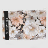 Pretty Peach and White Peony Personalized Golfhanddoek (Horizontaal)