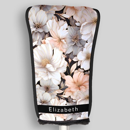 Pretty Peach and White Peony Personalized Golfheadcover