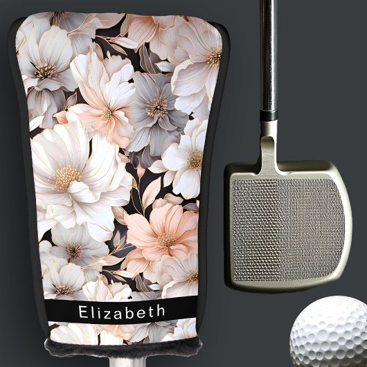 Pretty Peach and White Peony Personalized Golfheadcover
