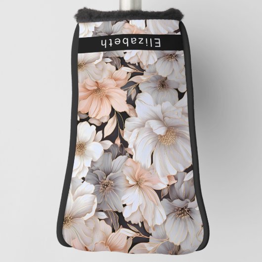 Pretty Peach and White Peony Personalized Golfheadcover (Draai 90)