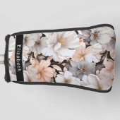 Pretty Peach and White Peony Personalized Golfheadcover (Voorkant)