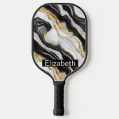 Pretty Peach and White Peony Personalized Pickleball Paddle (Achterkant)