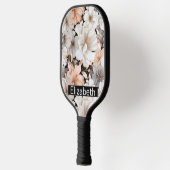Pretty Peach and White Peony Personalized Pickleball Paddle (Links)