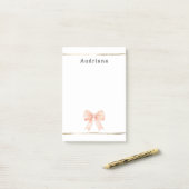 Pretty Peach Bow Personalized  Post-it® Notes (Op bureau)
