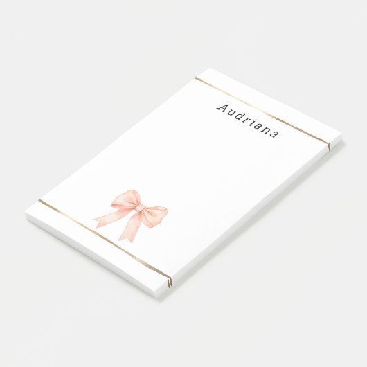 Pretty Peach Bow Personalized  Post-it® Notes (Schuin)