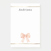 Pretty Peach Bow Personalized  Post-it® Notes (Voorkant)